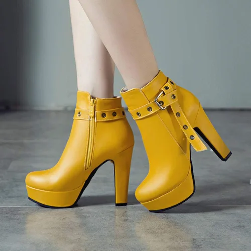 Vista 35 de Scaoruki Zapatos de otoño de moda para mujer, botines de tacón de bloque