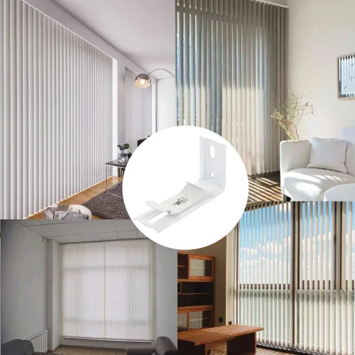 Vista 5 de Soporte L 3 piezas de 4 pulgadas de longitud, color blanco para persianas verticales con ancho de barandilla de 1-1/2 pulgadas (1.496 in) clips