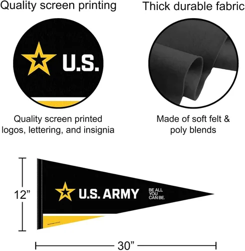 Vista 2 de Bandera de banderín con emblema de sello de insignia del ejército estadounidense