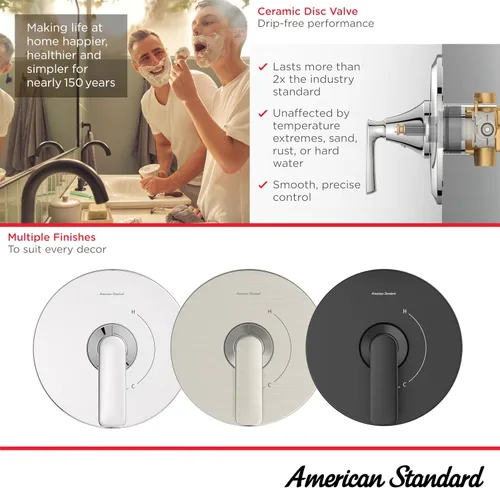 Vista 3 de American Standard TU061500.295 kit de moldura de válvula de ducha Aspirations, acabado de níquel cepillado