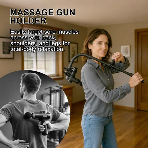 Vista 3 de Soporte ajustable para pistola de masaje con rango de longitud de 22 a 28 pulgadas para espalda, cuello y hombros, compatible con la mayoría
