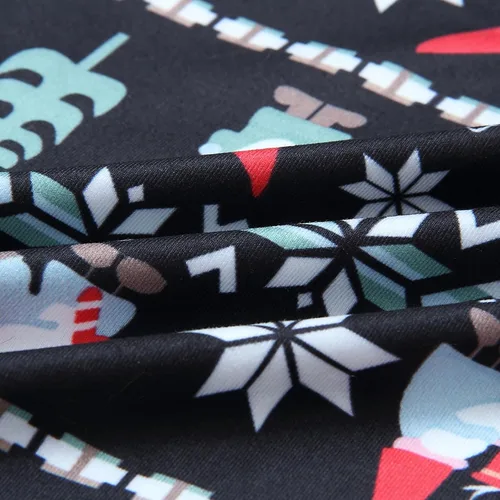 Vista 4 de CHUOAND Conjunto de pijama familiar de Navidad para parejas, ropa de dormir de Papá Noel para parejas
