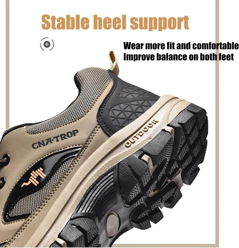 Vista 6 de Zapatos ortopédicos de senderismo para hombre, con cordones, resistentes al agua, al desgaste, ligeros, para senderismo, para exteriores