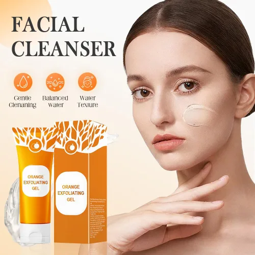 Vista 2 de Gel exfoliante naranja para cara y cuerpo, exfoliante de limpieza profunda y suavizante, exfoliante facial con enzimas naturales, elimina suavemente