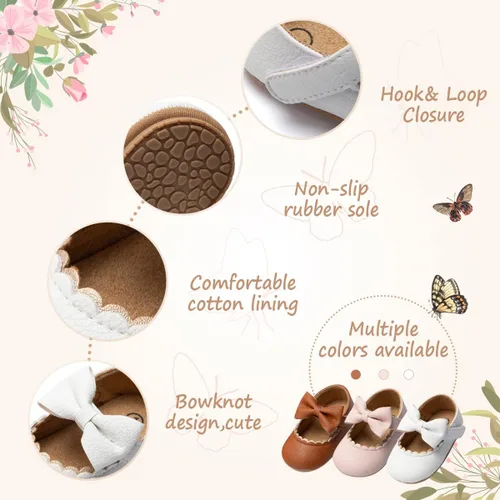 Vista 6 de HsdsBebe Mary Jane - Zapatos planos con lazo antideslizante y suela suave para niñas pequeñas, zapatos de vestir para bodas