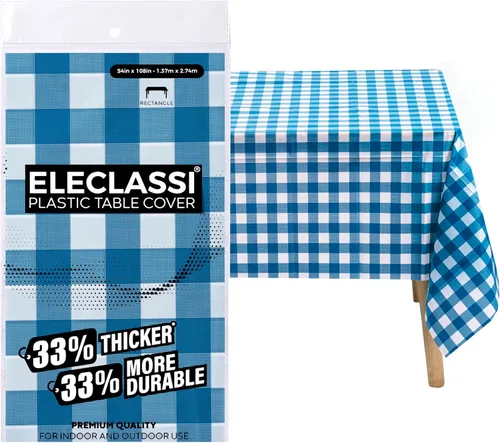 Vista 10 de Eleclassi Negro Paquete de 12 Manteles Redondos de Plástico Desechables Premium - Manteles de Mesa de Plástico Redondos de 84 Pulgadas para Fiestas