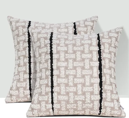Vista 11 de Paquete de 2 fundas de almohada Boucle de 18 x 18 pulgadas, fundas de almohada decorativas de Navidad para sofá, sofá, fundas de almohada bohemias