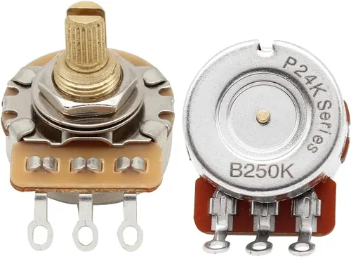 Vista 11 de FLEOR Potenciómetro de guitarra de eje dividido corto de 2 piezas A250K de 0.610 in, 24 líneas