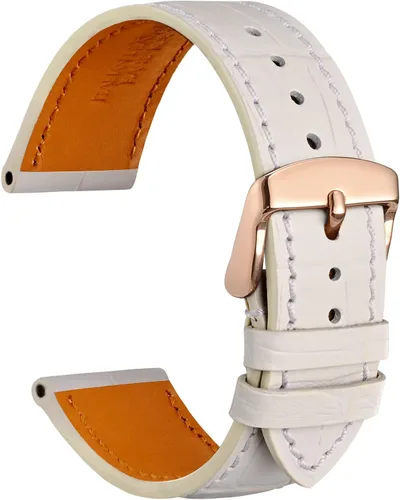 Vista 22 de WOCCI - Correas para reloj de cuero italiano, grano de cocodrilo en relieve, elige color y ancho 14 mm 18 mm 19 mm 20 mm 21 mm 22 mm, Negro