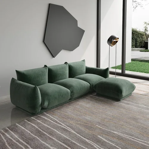 Vista 16 de WJShome - Sofá seccional modular, sofá de chenilla de 264 cm de lana minimalista, sofá convertible de 3 plazas, sofá de sala de estar ancho