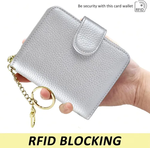 Vista 5 de Beurlike billetera de cuero, con tarjetero con bloqueo RFID, organizador, billetera segura para mujer