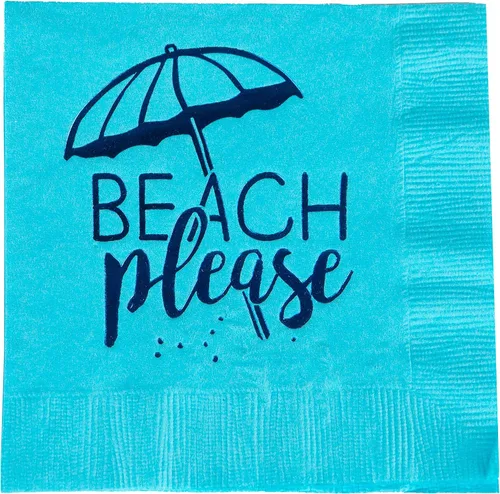 Vista 2 de Funky Junque Declaración decorativa desechable de celebración - 25 Beach Please (Turquoise/Navy)