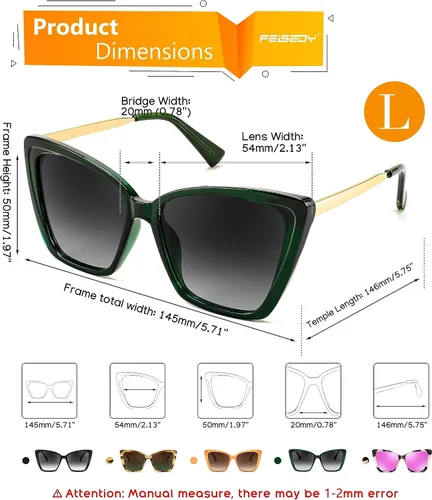 Vista 6 de FEISEDY Gafas de sol polarizadas de moda para mujer, gafas de sol cuadradas retro para mujer con ojo de gato B4134