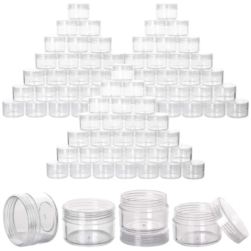 Vista 12 de 100 unidades de 10 g de envases de muestra pequeños con tapas. Frasco de plástico. Frascos cosméticos vacíos. Frascos de maquillaje. Envases