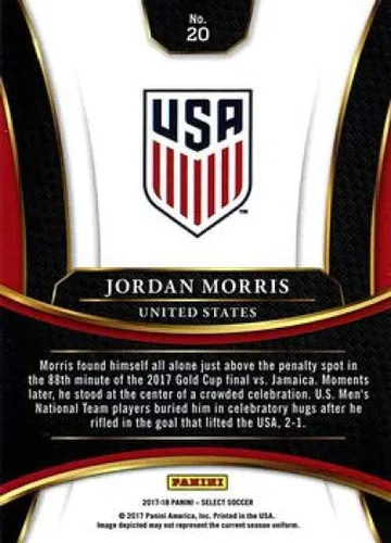 Vista 2 de 2017-18 Select Soccer #20 Jordan Morris United States Terrace Official Futbol Trading Card Picturing Players in their National Team Uniform From