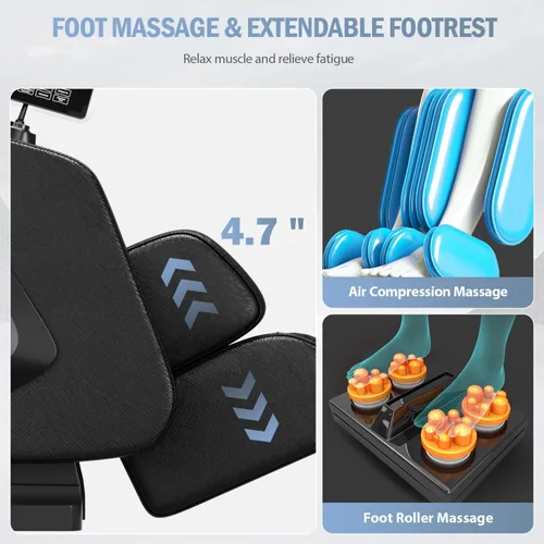 Vista 6 de Massage Chair Full Body- Zero GravityMassage Recliner with Air Pressure, 10 Fixed Massage Rollers, Heating, Foot Roller, Bluetooth Speaker for Home