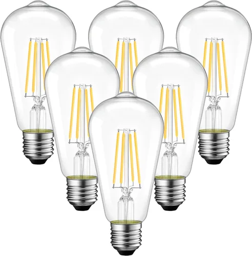 Vista 9 de ANWIO Bombillas LED Edison vintage, paquete de 3 unidades, 7 W, equivalente a 60 W, no regulables, ST58 2700 K, bombillas de filamento LED antiguo