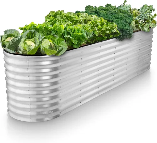 Vista 7 de Plant & Plot Camas de jardín elevadas galvanizadas para exteriores/ Jardinera elevada de 8 x 2 x 2 pies para jardinería, verduras, flores (negro)