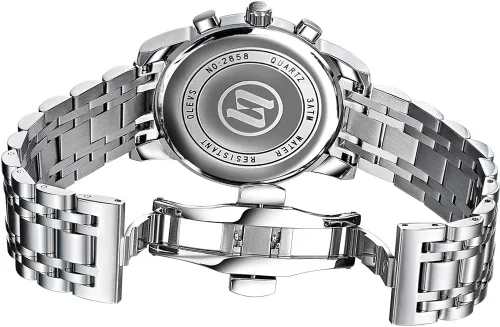 Vista 5 de OLEVS Relojes impermeables para hombre, de acero inoxidable, con cronógrafo, de lujo, color blanco, luminoso, de gran cara, analógico, de cuarzo