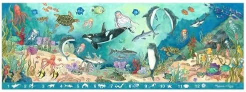 Vista 3 de Melissa & Doug Debajo de las olas: rompecabezas de piso de 48 piezas + paquete de minibloc de arte para rascar gratis [44936]