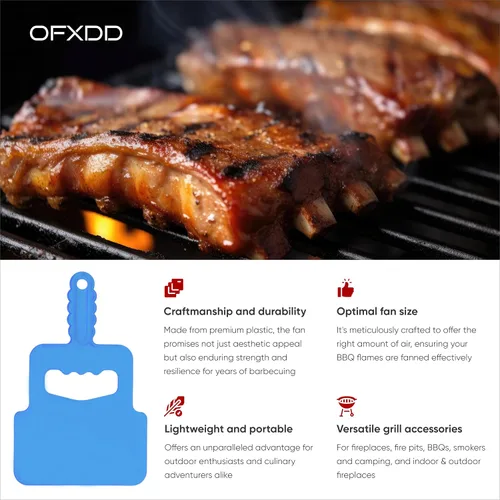 Vista 3 de Ventilador de mano para barbacoa, ventilador manual para parrilla, herramienta de soporte de plástico para llamas, ventilador de mano para barbacoa