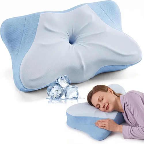 Vista 13 de Sweetcrispy Almohada cervical para cuello y hombro, almohadas ergonómicas de espuma viscoelástica, contorno lateral para adultos, soporte ortopédico