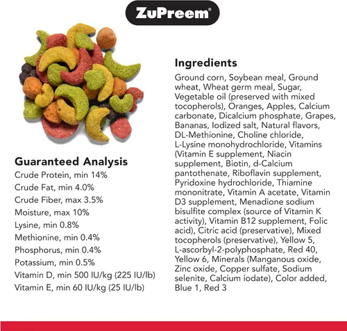 Vista 4 de ZuPreem FruitBlend - Alimento para pájaros grandes, 3.5 libras (paquete de 2), mezcla diaria hecha en Estados Unidos para Amazonas, guacamayos