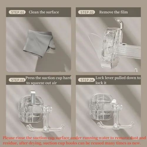 Vista 6 de Ganchos colgantes para utensilios de cocina, colgador de pared, gancho plegable giratorio de 360°, gancho de ventosa fuerte, estante para utensilios
