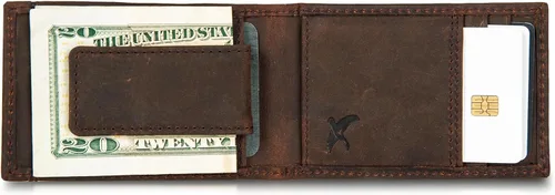 Vista 5 de Eddie Bauer Men's Slim Wallet Money Clip RFID Protection ID Window Genuine Leather EDC