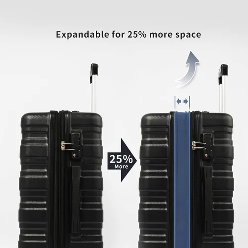 Vista 3 de Merax Maleta giratoria rígida con cerradura TSA expandible y ligera maleta de 20 pulgadas, 24 pulgadas, 28 pulgadas disponible.., Negro