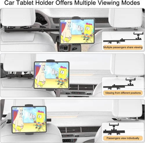 Vista 3 de Soporte universal para tablet para reposacabezas para accesorios de automóvil, hecho de aluminio de grado aeronáutico, soporte universal para tablet