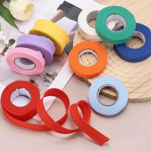 Vista 4 de MECCANIXITY Cinta al bies de doble pliegue de 1/2 pulgada de poliéster continuo a granel para costura, costura, dobladillo, encuadernación y Beige