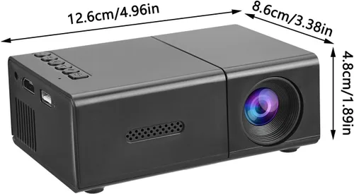 Vista 2 de Mini proyector de película, pantalla de 20 a 100 pulgadas, proyector portátil 1080P compatible con USB, portátil, teléfono, altavoz integrado