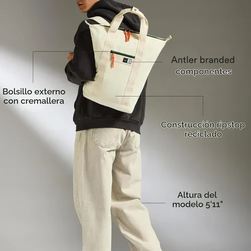 Vista 4 de ANTLER Essential - Mochila 2 en 1, funda para laptop, color piedra crema