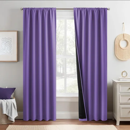 Vista 51 de NICETOWN Biscotti Beige 100% Cortinas opacas de 45" de largo para cocina, bolsillo con varilla para sótano completamente opaco, cortinas térmicas