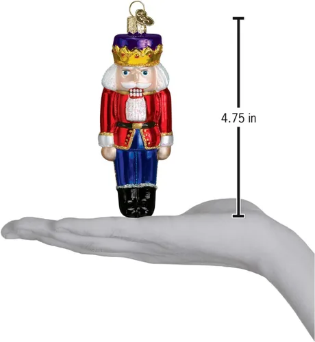 Vista 3 de Old World Christmas Adorno de cristal soplado del Príncipe Cascanueces para árbol de Navidad, decoración navideña hecha a mano, colección navideña