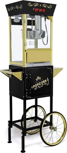 Vista 20 de Máquina para hacer palomitas de maíz, carrito profesional con hervidor de 6 onzas para hasta 25 tazas, máquina comercial vintage de acero Rojo