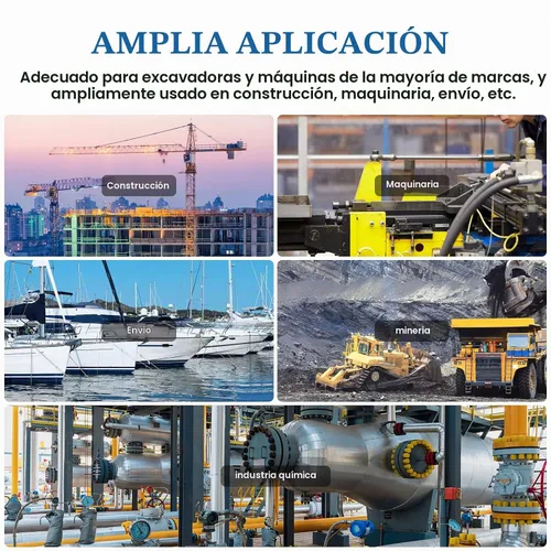 Vista 9 de Kit de manómetro hidráulico versión mejorada, 25/40/60 MPa 3 manómetro 6 acoplamiento de prueba, 3 mangueras de prueba, 1 estuche de almacenamiento
