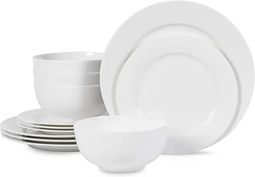 Vista 6 de Stone Lain Aria Bone China - Juego de vajilla de 12 piezas, color blanco