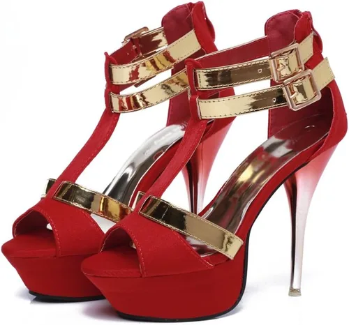Vista 7 de Gatuxus Zapato abierto de plataforma, para mujeres, con tacón alto, de tiras para fiesta de graduación