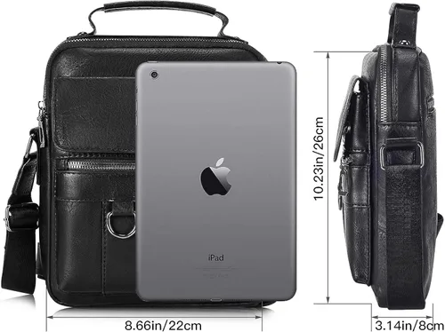 Vista 2 de Bolso cruzado pequeño para hombre, de piel sintética, bolso de mensajero, bolsa cruzada, bolsa de hombro, bolsa de pecho, trabajo, viajes al aire