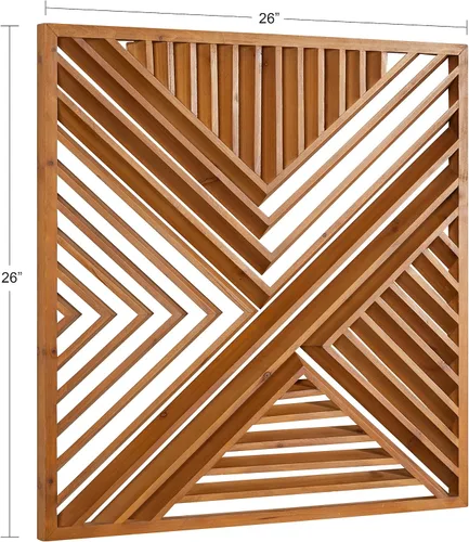 Vista 8 de Kate and Laurel Barreda - Placa decorativa de madera para pared, 26 x 26 pulgadas, madera natural, arte cuadrado rústico de madera para pared