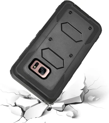 Vista 6 de Asuwish Funda de teléfono para Samsung Galaxy S7, híbrida, resistente, a prueba de golpes, a prueba de caídas, cuerpo completo, resistente Negro