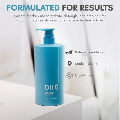 Vista 4 de Oli G Total Refresh - Acondicionador diario ligero para todo tipo de cabello, con aceite de marula, manteca de karité, proteínas botánicas