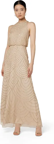 Vista 14 de Adrianna Papell Vestido tipo blusón con cuentas estilo halter Art Deco para mujer Floor Length Formal Gown with Scalloped Beading & Bloused Bodice