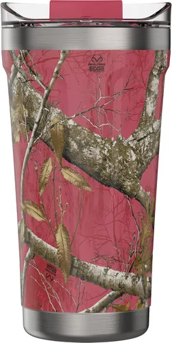 Vista 3 de OtterBox Vaso elevado con tapa cerrada, 20 onzas (RealTree Flamingo Pink)
