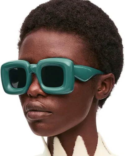 Vista 2 de Lindas gafas de sol cuadradas infladas para mujeres y hombres, lentes gruesos de color caramelo, Y2K Hip Hop Punk sombras