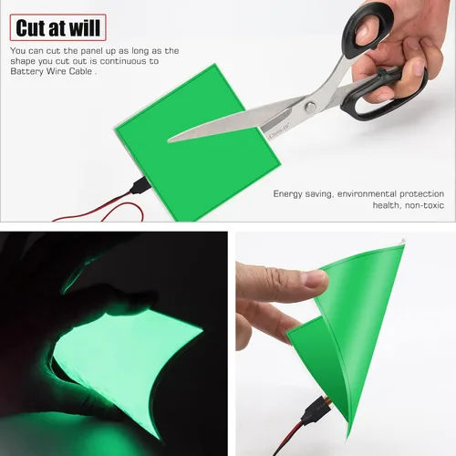 Vista 3 de Hojas de luz LED brillantes con ojos, panel EL electroluminiscente de 10 * 10 cm, lámina de luz para decoración, lámpara de hoja con inversor