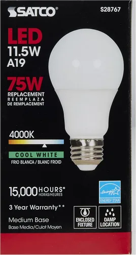 Vista 3 de Satco S28767 - Bombilla mediana con acabado blanco, 4.38 pulgadas