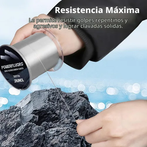 Vista 2 de RUNCL Línea de Pesca de Fluorocarbono, Línea Líder PowerFluoro Clear Ice para Pesca - Prácticamente Invisible, Hundimiento Más Rápido, Sensibilidad
